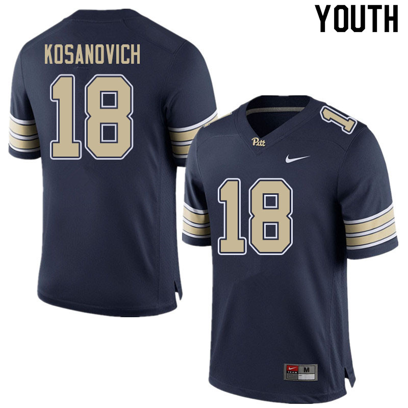 Youth #18 Eli Kosanovich Pitt Panthers College Football Jerseys Sale-Home Navy